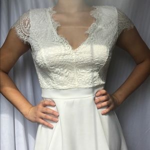 White Skater Dress with Lace Top